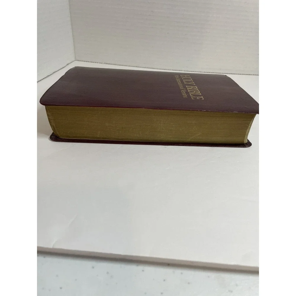 Holy Bible NIV 1986 Burgundy Zondervan Christ in Red Letter Vintage Indexed